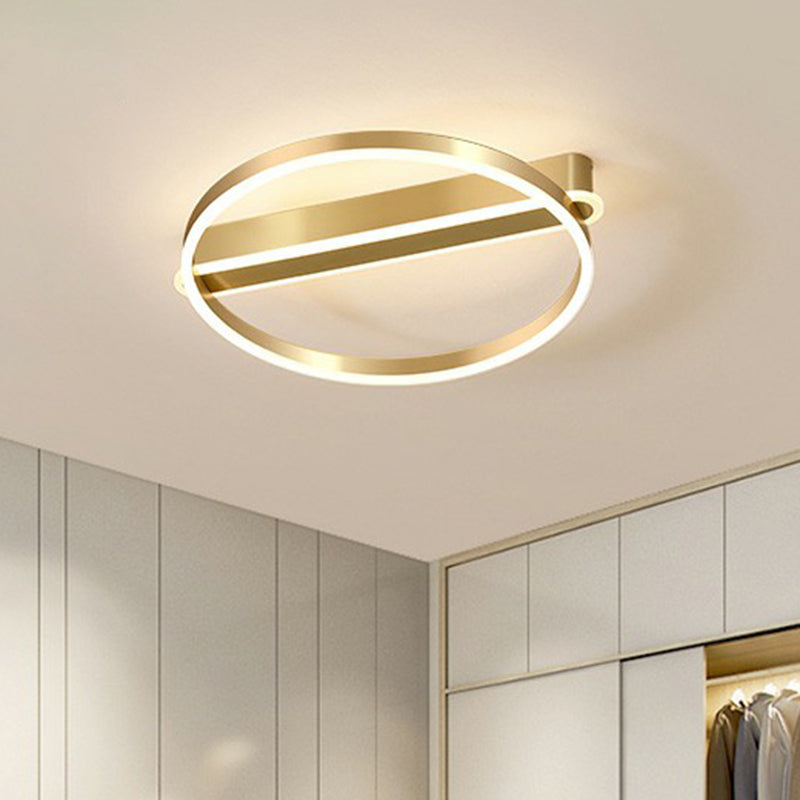 Gold O Shaped Flush Mount Fixture Minimalism Metal LED Flush Mount Ceiling Light for Bedroom