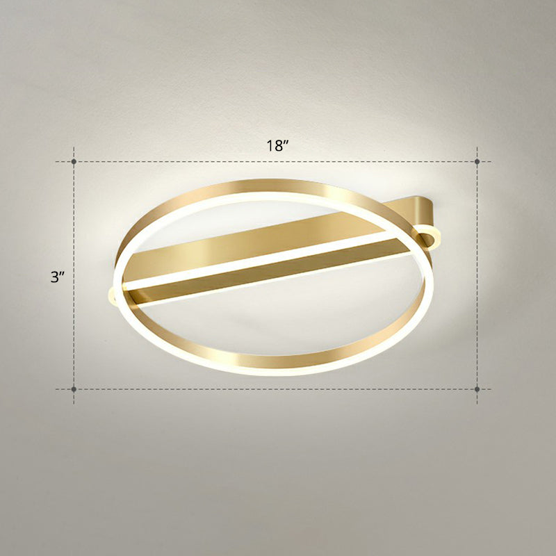 Gold O Shaped Flush Mount Fixture Minimalism Metal LED Flush Mount Ceiling Light for Bedroom