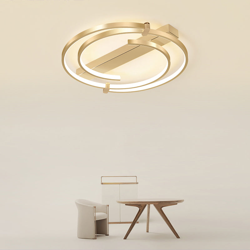 Gold Loop Ceiling Flush Light Simple Style Metal LED Flush Mount Lighting Fixture for Bedroom