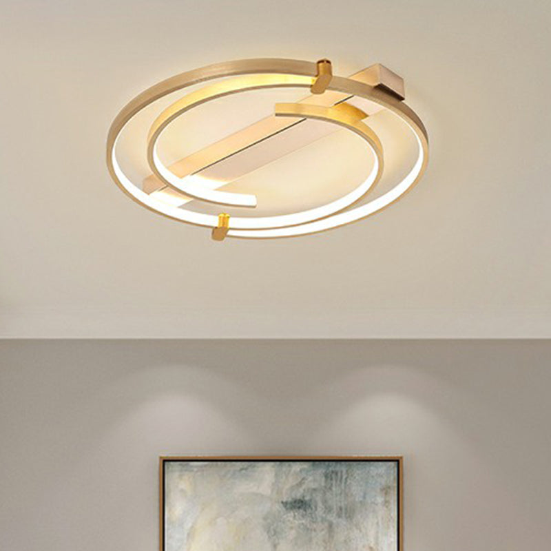 Gold Loop Ceiling Flush Light Simple Style Metal LED Flush Mount Lighting Fixture for Bedroom