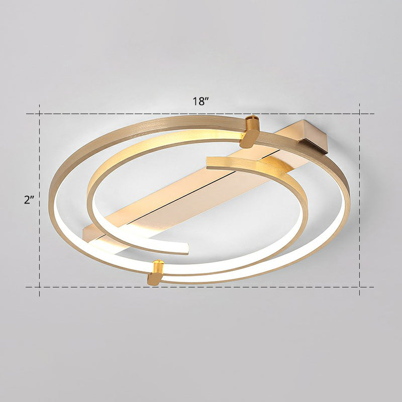 Gold Loop Ceiling Flush Light Simple Style Metal LED Flush Mount Lighting Fixture for Bedroom
