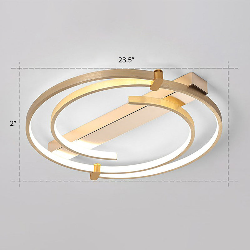 Gold Loop Ceiling Flush Light Simple Style Metal LED Flush Mount Lighting Fixture for Bedroom