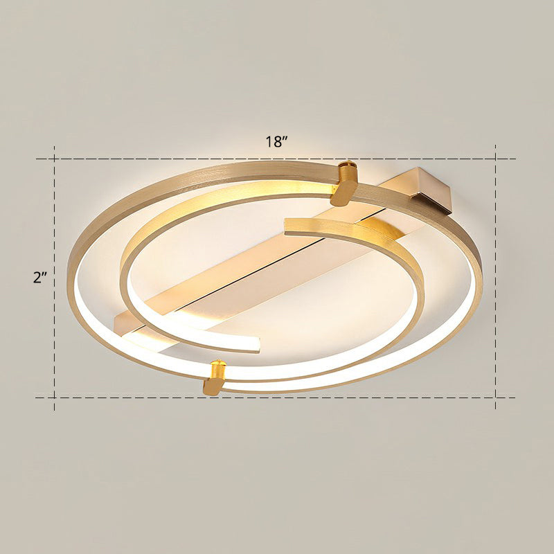 Gold Loop Ceiling Flush Light Simple Style Metal LED Flush Mount Lighting Fixture for Bedroom