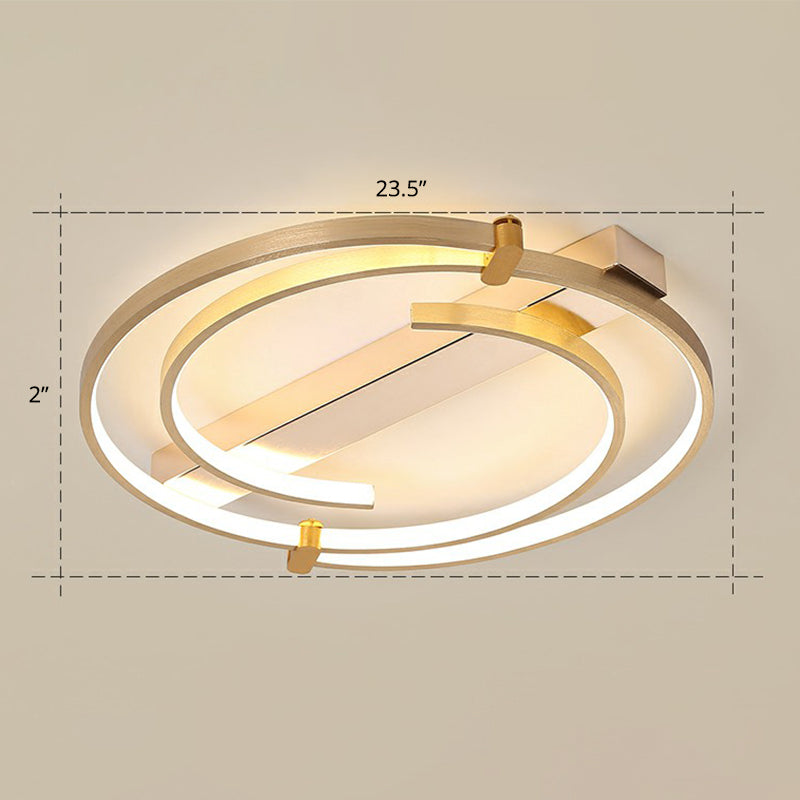 Gold Loop Ceiling Flush Light Simple Style Metal LED Flush Mount Lighting Fixture for Bedroom