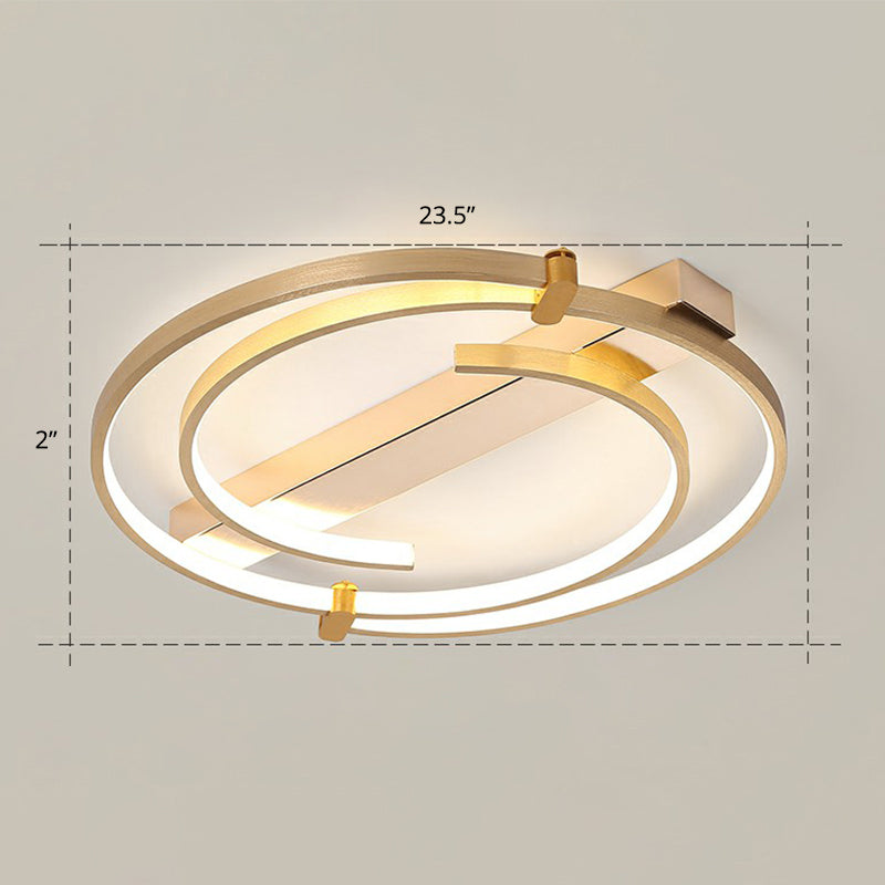 Gold Loop Ceiling Flush Light Simple Style Metal LED Flush Mount Lighting Fixture for Bedroom