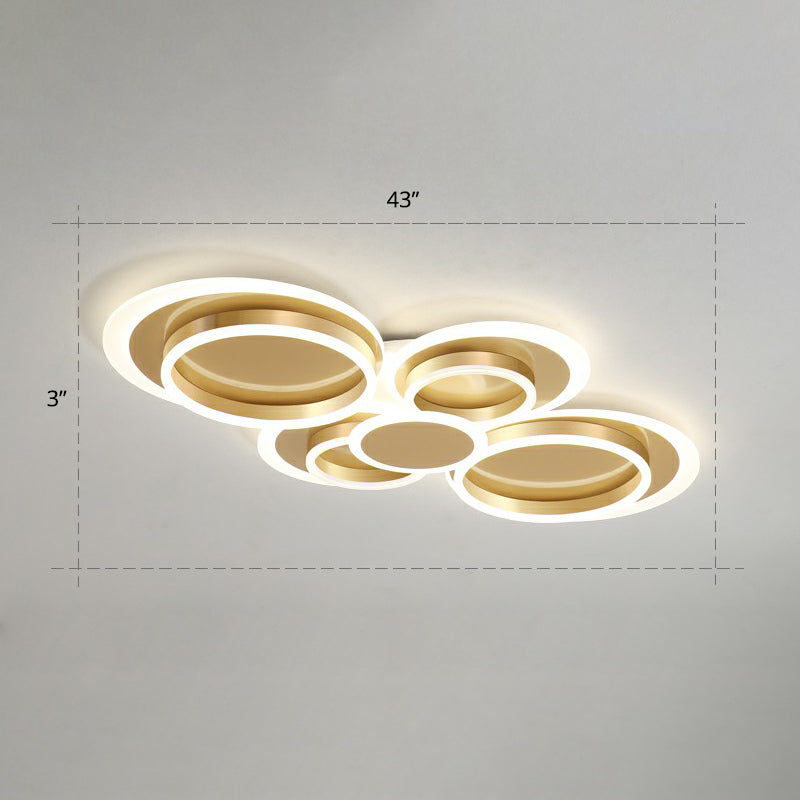 Metallic Ring Shaped Flushmount Licht Zeitgenössische Gold Finish LED Deckenhalterung Licht