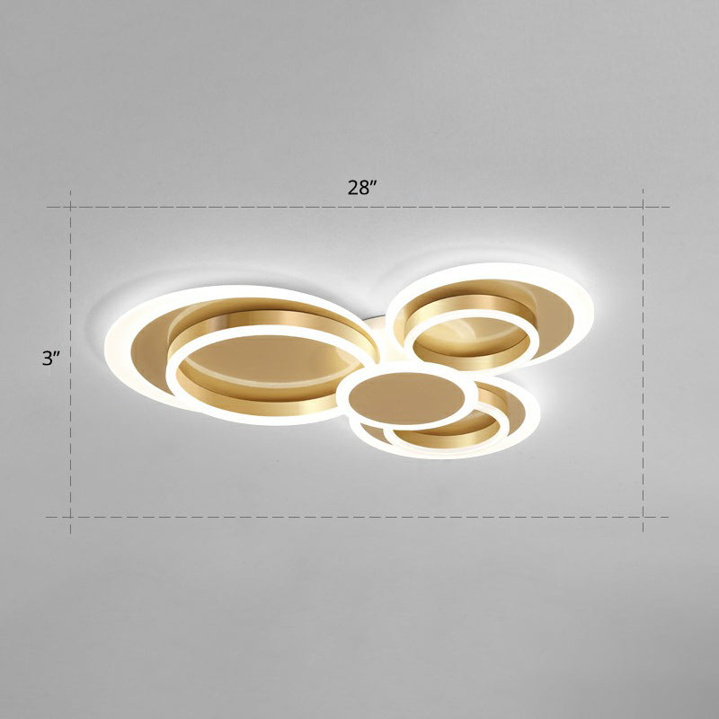 Metallic Ring Shaped Flushmount Licht Zeitgenössische Gold Finish LED Deckenhalterung Licht