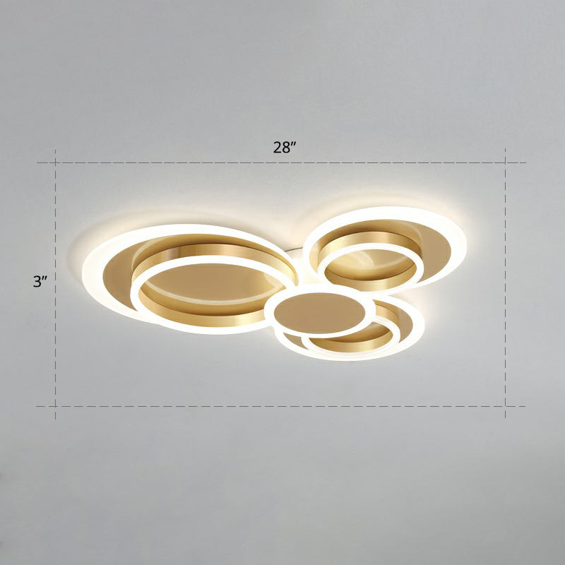Metallic Ring Shaped Flushmount Licht Zeitgenössische Gold Finish LED Deckenhalterung Licht