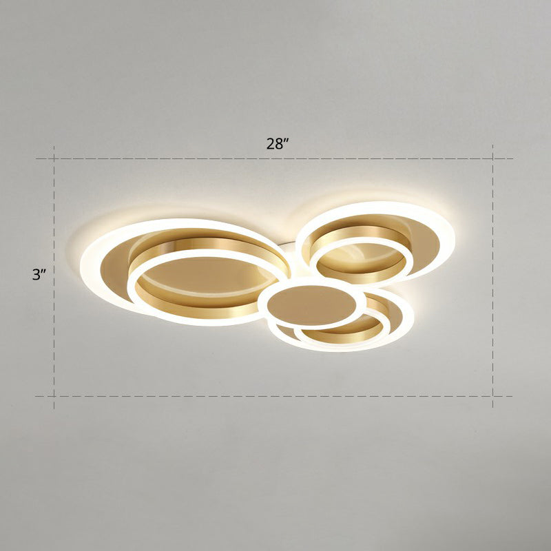 Metallic Ring Shaped Flushmount Licht Zeitgenössische Gold Finish LED Deckenhalterung Licht