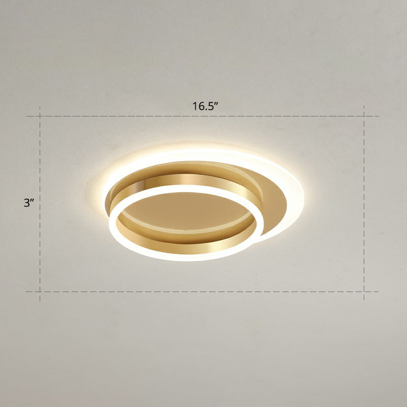 Metallic Ring Shaped Flushmount Licht Zeitgenössische Gold Finish LED Deckenhalterung Licht