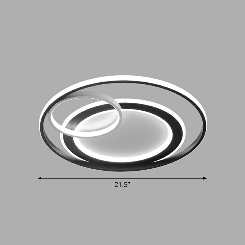Minimalistische LED-Einbauleuchte mit 3 Ringen für Schlafzimmerdeckeneinbau aus Acryl in Schwarz