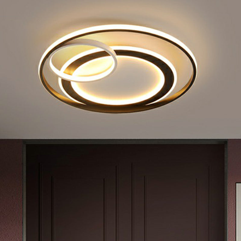 Minimalistische LED-Einbauleuchte mit 3 Ringen für Schlafzimmerdeckeneinbau aus Acryl in Schwarz