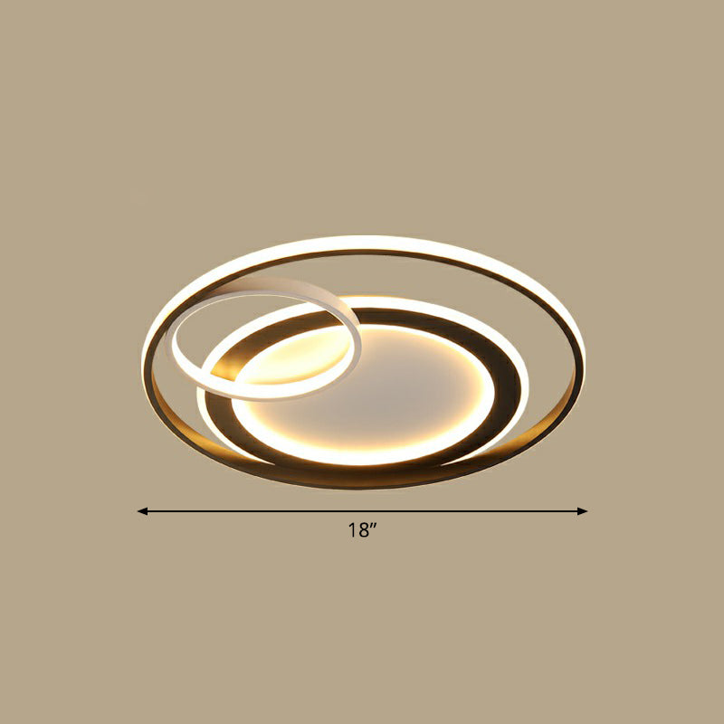Minimalistische LED-Einbauleuchte mit 3 Ringen für Schlafzimmerdeckeneinbau aus Acryl in Schwarz