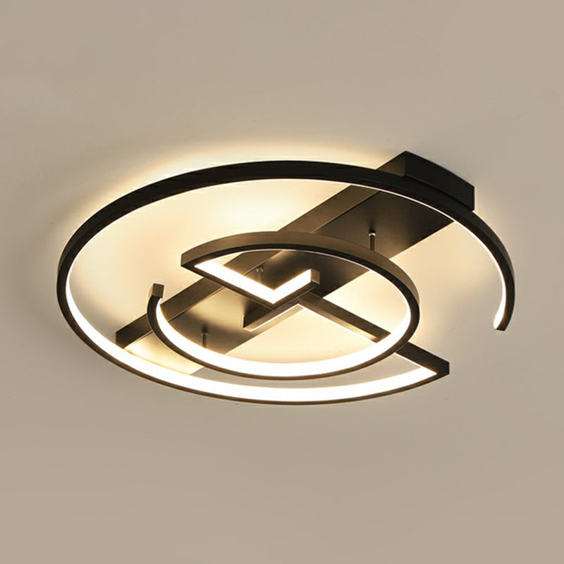 Ronde metalen LED Flush Light Fixture Eenvoud Zwart Dicht aan plafond lamp voor slaapkamer
