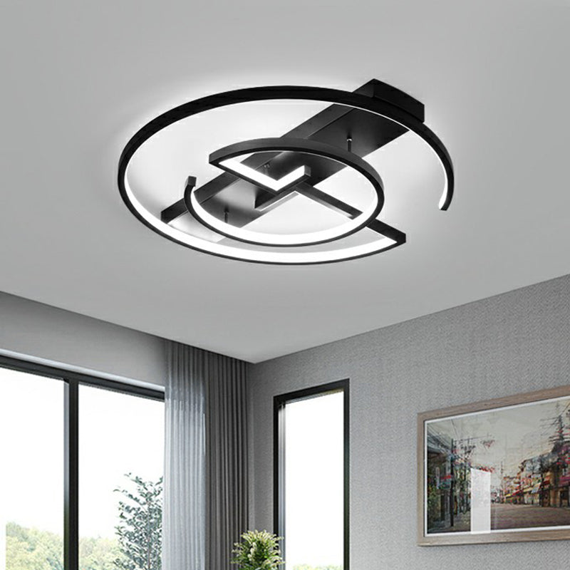 Ronde metalen LED Flush Light Fixture Eenvoud Zwart Dicht aan plafond lamp voor slaapkamer