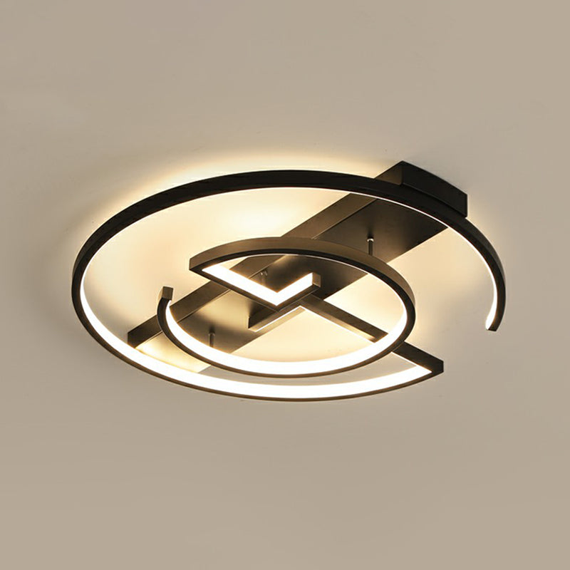 Ronde metalen LED Flush Light Fixture Eenvoud Zwart Dicht aan plafond lamp voor slaapkamer