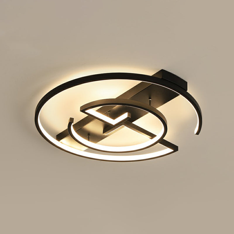 Ronde metalen LED Flush Light Fixture Eenvoud Zwart Dicht aan plafond lamp voor slaapkamer