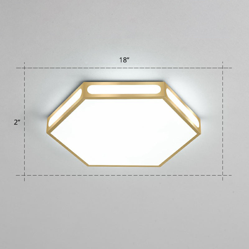 Gouden zeshoek led-inbouw moderne acryl plafondlamp voor slaapkamer