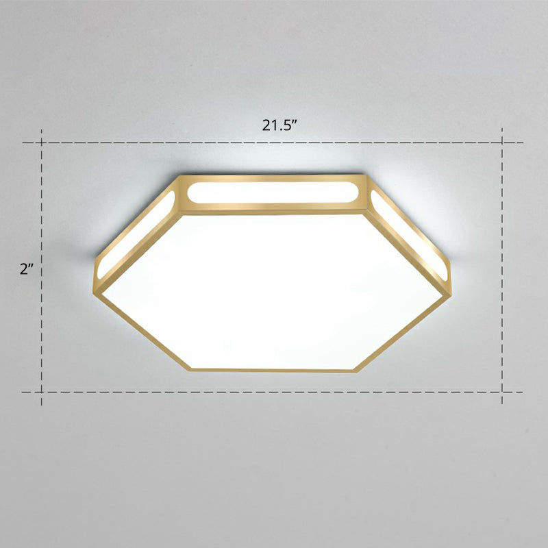 Gouden zeshoek led-inbouw moderne acryl plafondlamp voor slaapkamer