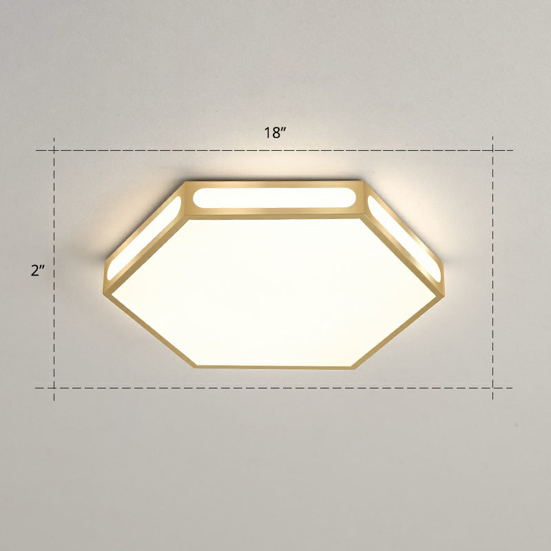 Gouden zeshoek led-inbouw moderne acryl plafondlamp voor slaapkamer