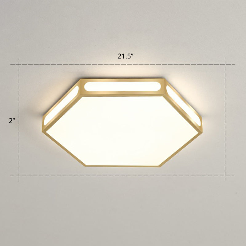Gouden zeshoek led-inbouw moderne acryl plafondlamp voor slaapkamer