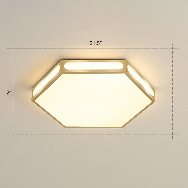 Gouden zeshoek led-inbouw moderne acryl plafondlamp voor slaapkamer