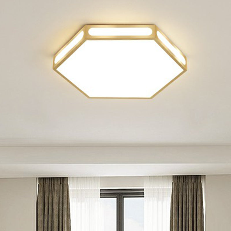 Gouden zeshoek led-inbouw moderne acryl plafondlamp voor slaapkamer