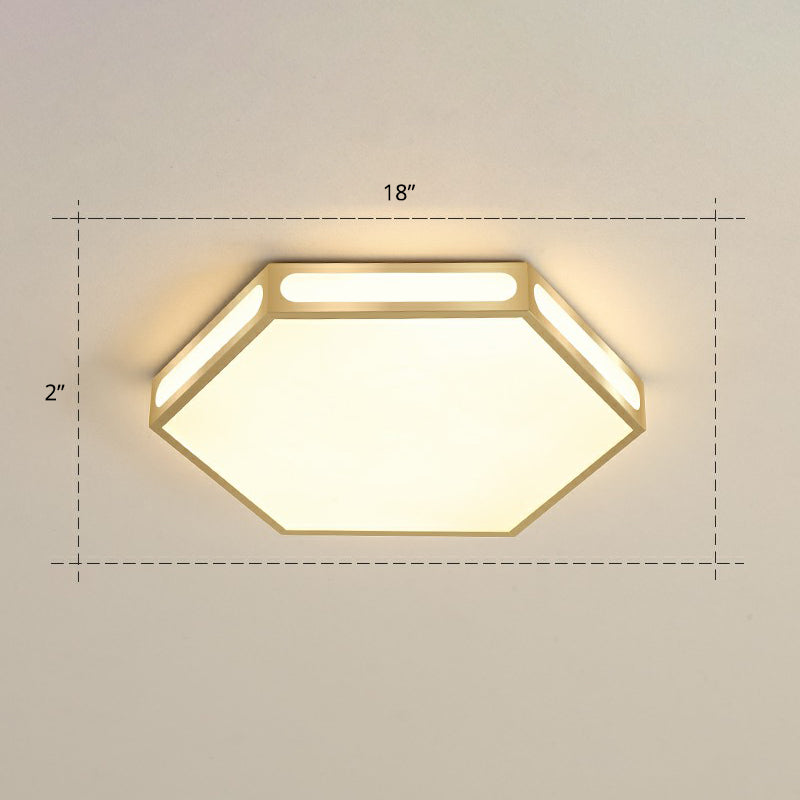 Gouden zeshoek led-inbouw moderne acryl plafondlamp voor slaapkamer