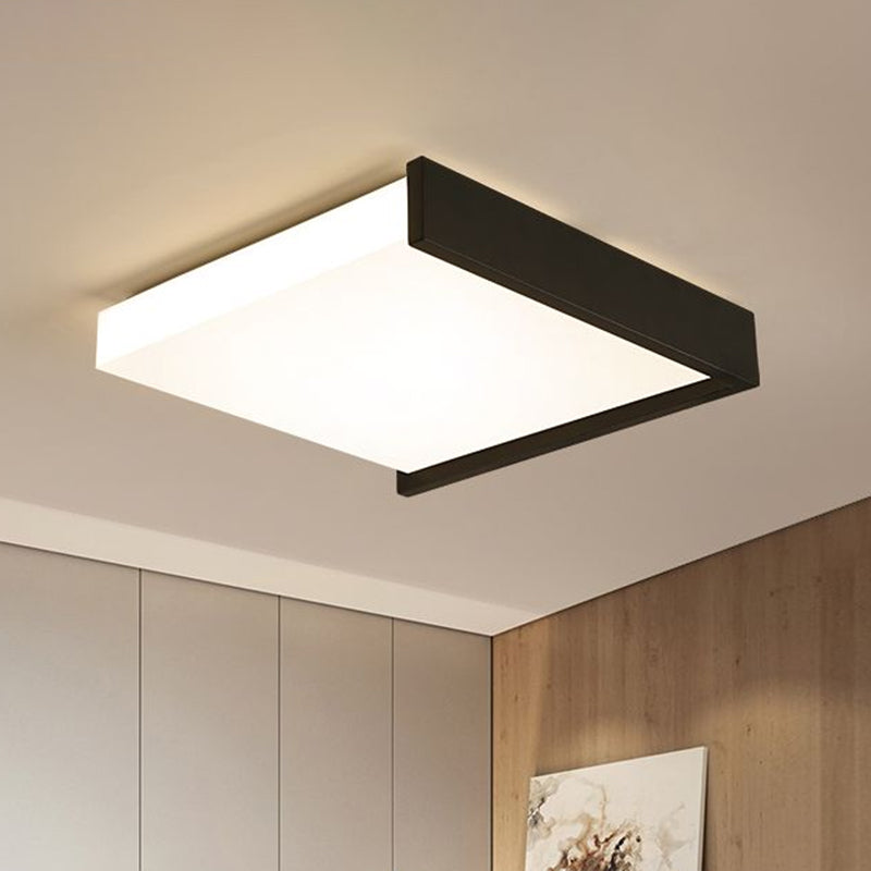 Nordic Square Led Flush Mount Deckenbefestigung Acryl Schlafzimmer Flush Licht in Schwarz und Weiß
