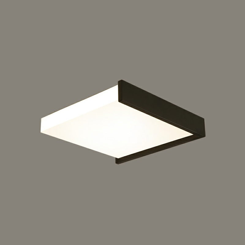 Nordic Square Led Flush Mount Ceiling Fixture Acrylic Bedroom Flush Light in Black and White