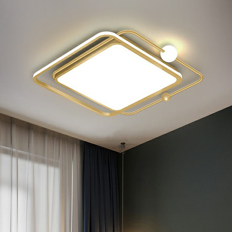 Gold Finish Ultrathin Flush Mount Fixture Contemporary LED Acrylic Ceiling Flush Light for Bedroom