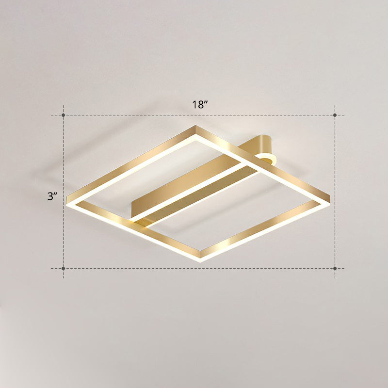 Quadratische Unterputz-Deckenleuchte, einfache Acryl-Gold-LED-Unterputzleuchte für Schlafzimmer