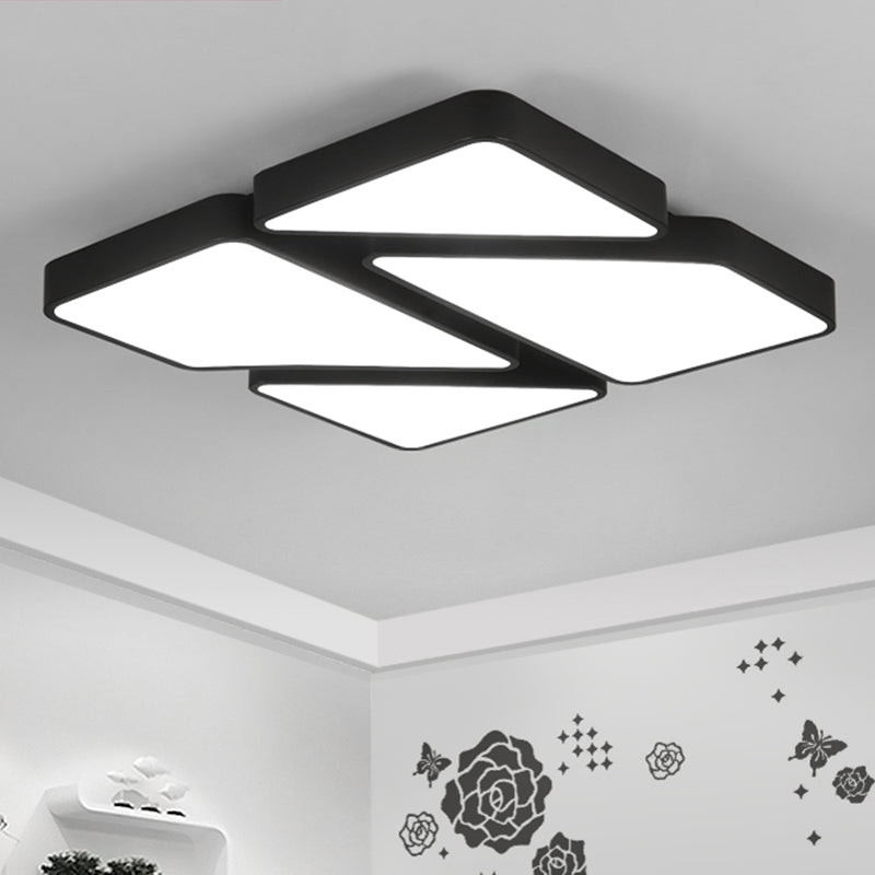 Metal Square LED Ceiling Mount Fixture Nordic Style Flush Light with Acrylic Diffuser for Bedroom