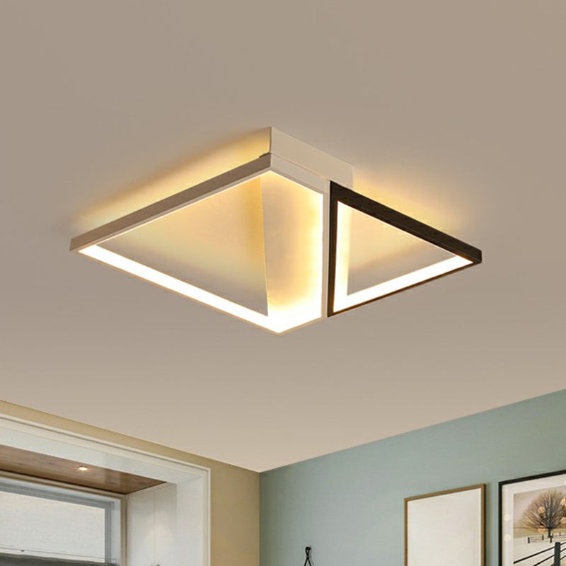 Black and White Frame LED Flushmount Lighting Minimalism Metal Ceiling Flush Light for Bedroom