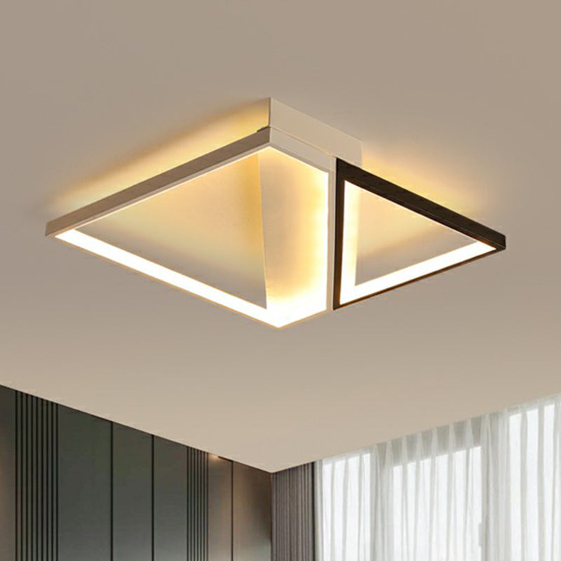 Black and White Frame LED Flushmount Lighting Minimalism Metal Ceiling Flush Light for Bedroom