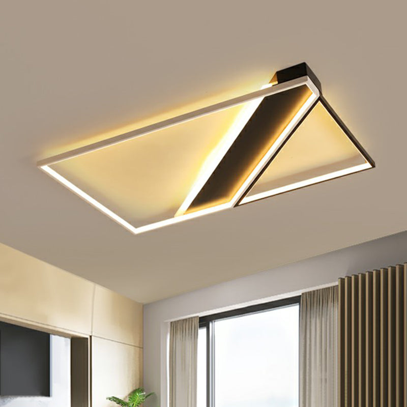 Black and White Frame LED Flushmount Lighting Minimalism Metal Ceiling Flush Light for Bedroom