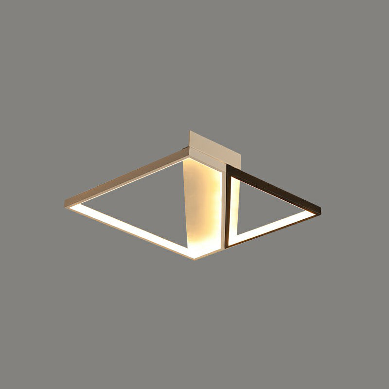 Black and White Frame LED Flushmount Lighting Minimalism Metal Ceiling Flush Light for Bedroom