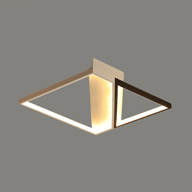Black and White Frame LED Flushmount Lighting Minimalism Metal Ceiling Flush Light for Bedroom