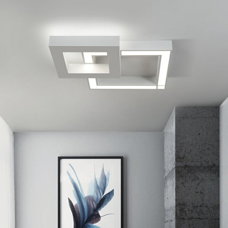 Nordic Style Frame Plafond Licht Vast metalen Woonkamer LED Flush Mount in wit