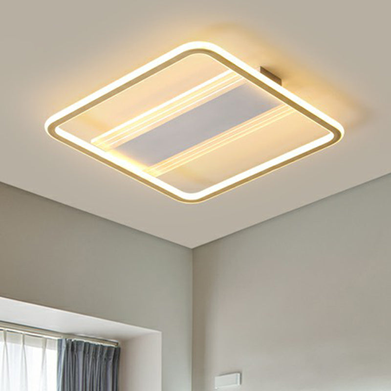 Luz de oro minimalista y luz blanca de techo con sombra acrílica cuadrada