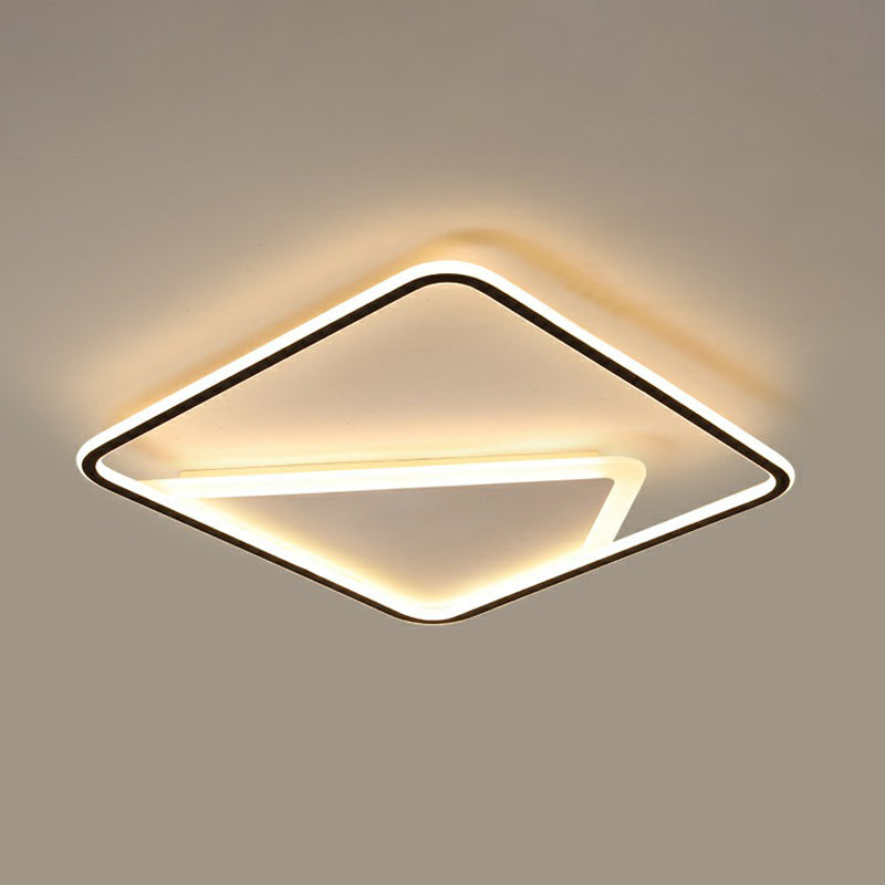 Square Ceiling Mount Light Fixture Simplicity Acrylic Black Flush Mount for Bedroom