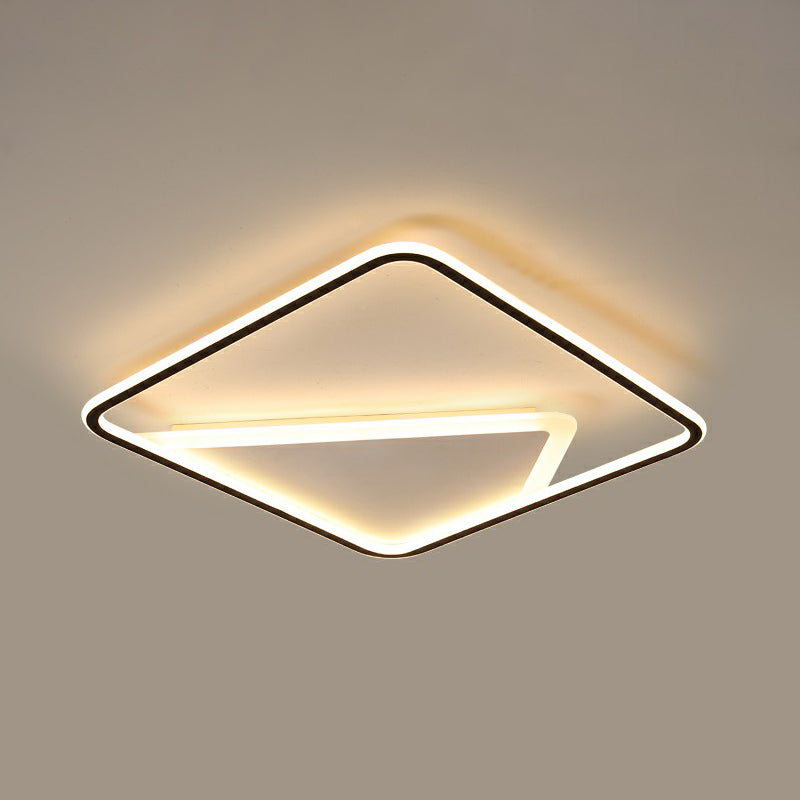 Square Ceiling Mount Light Fixture Simplicity Acrylic Black Flush Mount for Bedroom