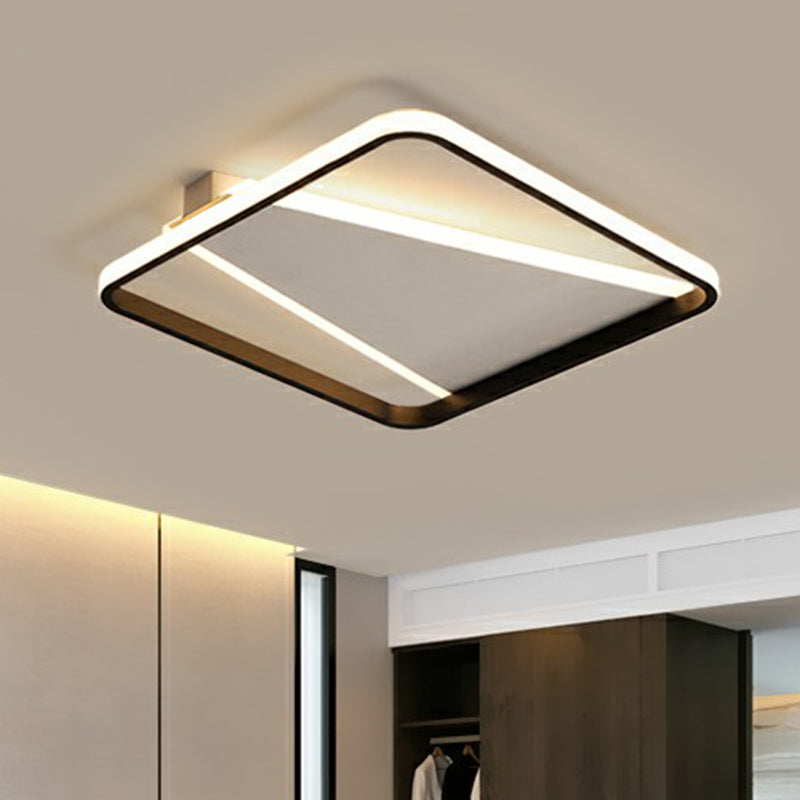 Black Square Shaped Flushmount Light Minimalism Acrylic LED Flush Mount Ceiling Light