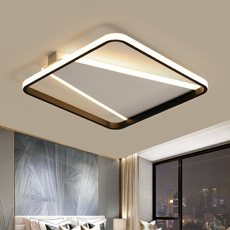 Black Square Shaped Flushmount Light Minimalism Acrylic LED Flush Mount Ceiling Light