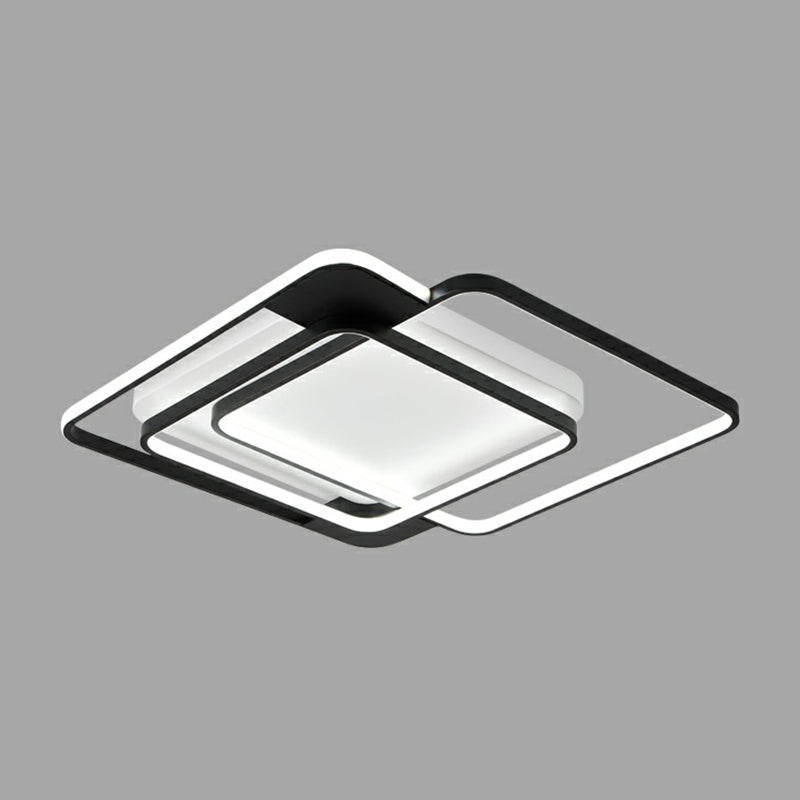 Gestapeld plafondinbouwlicht Modern metaal Zwart vierkant LED-inbouwlamp voor slaapkamer