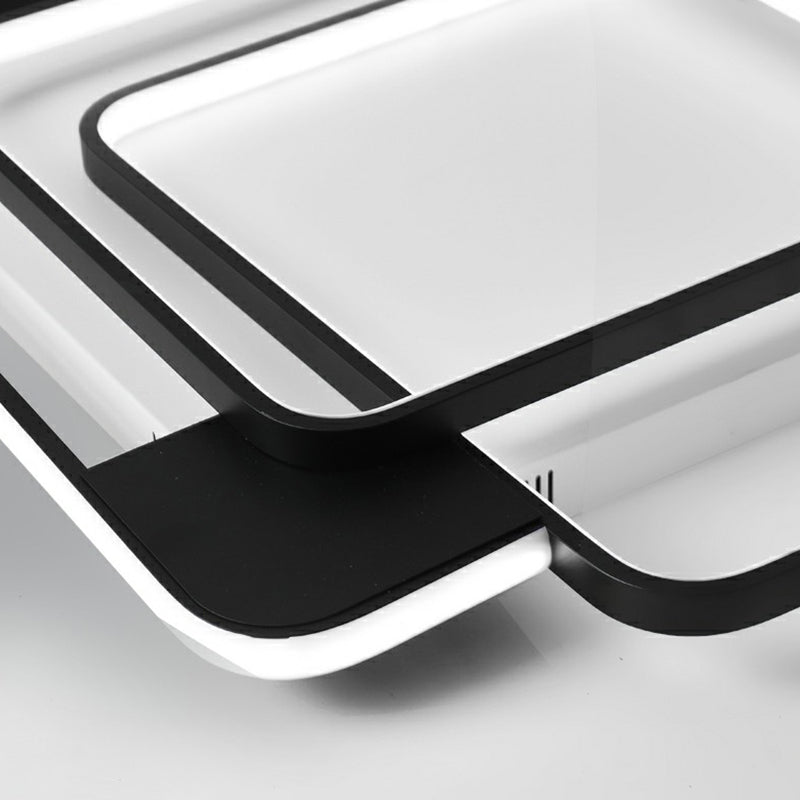 Gestapeld plafondinbouwlicht Modern metaal Zwart vierkant LED-inbouwlamp voor slaapkamer