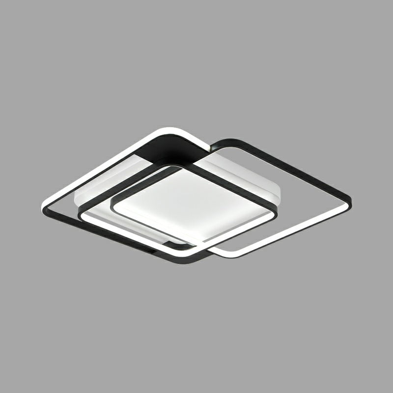Gestapeld plafondinbouwlicht Modern metaal Zwart vierkant LED-inbouwlamp voor slaapkamer