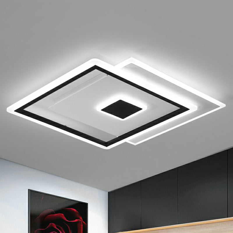 Quad Bedroom LED Ceiling Lamp Acrylic Simplicity Flush Mounted Lighting in Black