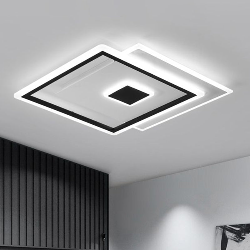 Quad Bedroom LED Ceiling Lamp Acrylic Simplicity Flush Mounted Lighting in Black