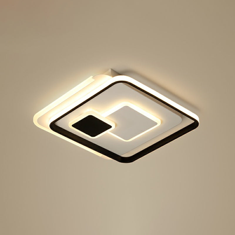 Zwarte ultradunne vierkante inbouwverlichting Minimalistische metalen LED-plafondlamp voor slaapkamer